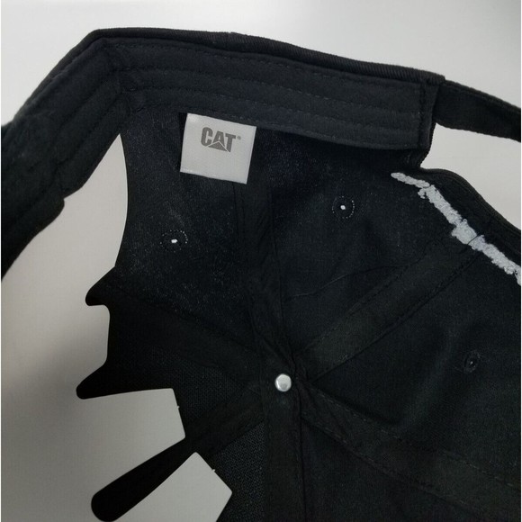 Caterpillar CAT Equipment Black White Adjustable Strapback Baseball Cap Hat - Picture 7 of 8